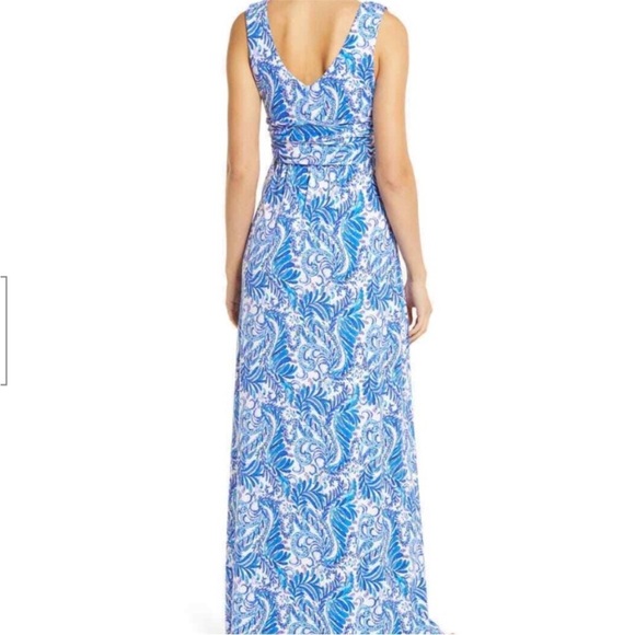 Lilly Pulitzer Medium M Bird Is The Word Sloane Maxi Dress Blue Coastal Beach - Picture 9 of 13